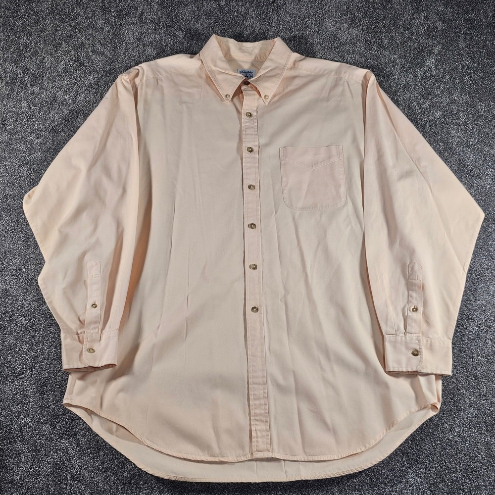 VTG Brooks Brothers Sport Shirt Mens XL Peach All Cotton Button Down Long Sleeve